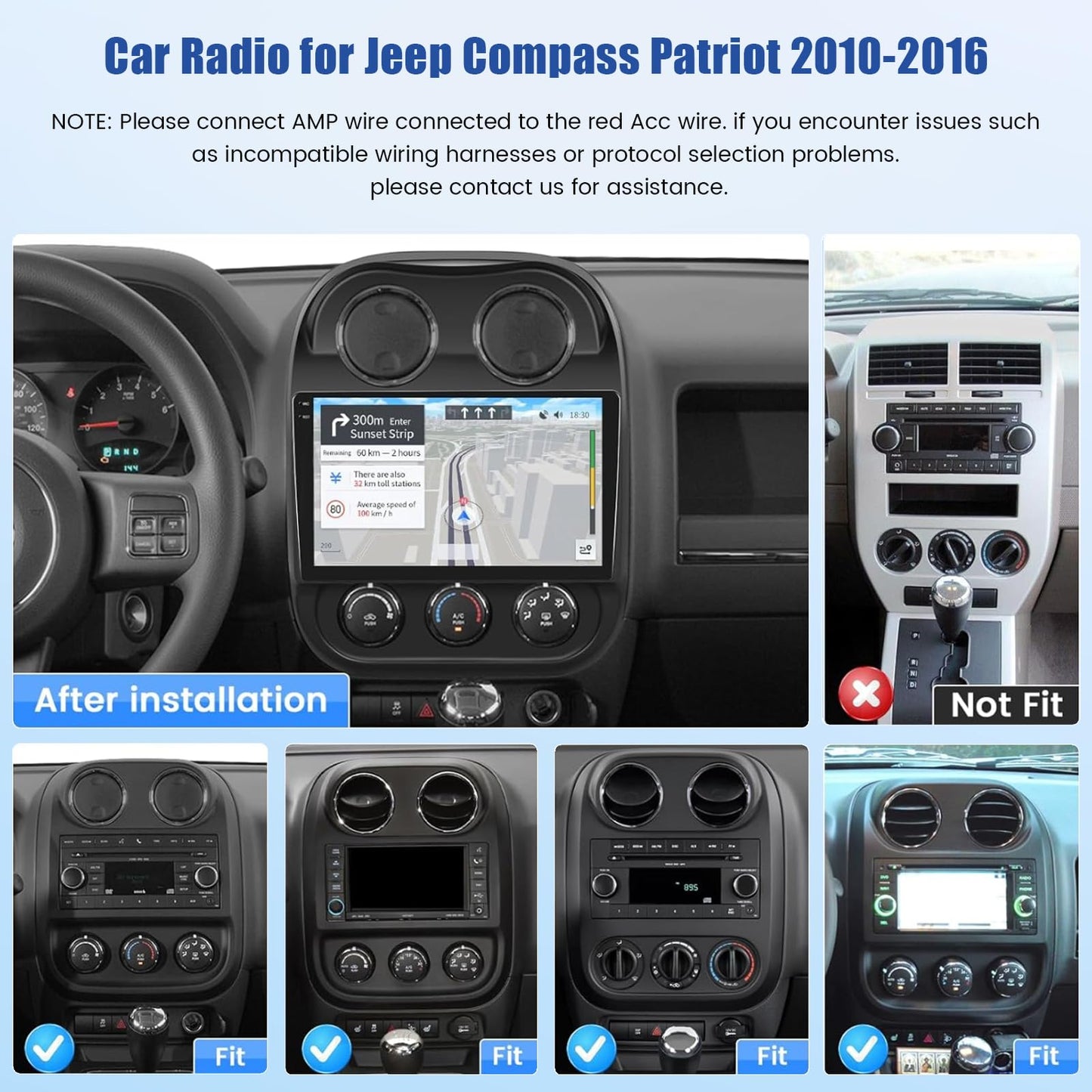 5Ghz WiFi [4G+128G] Android 15 Car Radio for Jeep Compass Patriot 2010-2016 Car Stereo with Wireless Carplay/Android Auto, 10 Inch HD Touch Screen with GPS Bluetooth FM/RDS EQ SWC