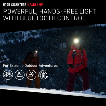 Ledlenser H19R Signature Headlamp - Red, 4000 lm Boost - Fusion Beam Hunting Light - Optisense Hard Hat Light - Waterproof Headlight, Bluetooth Remote