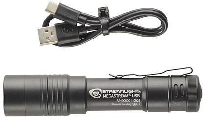 Streamlight 66210 MegaStream USB 1800-Lumen 26000-Candela Rechargeable EDC Flashlight Includes Rechargeable Battery, USB-C Cable, and Holster, Black