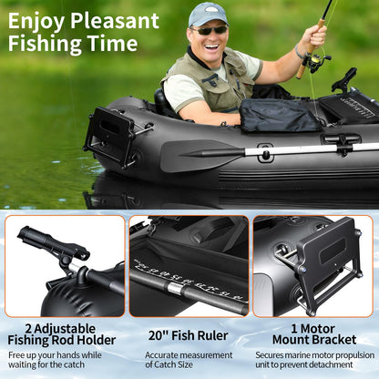 Xproutdoor Fishing Float Tube, Belly Boat Fishing with Pump, Fish Ruler, Adjustable Straps, Storage Pockets, 2 Oars, 2 Rod Holders, Motor Bracket Inflatable Float Tube for 330 LBS Load Capacity