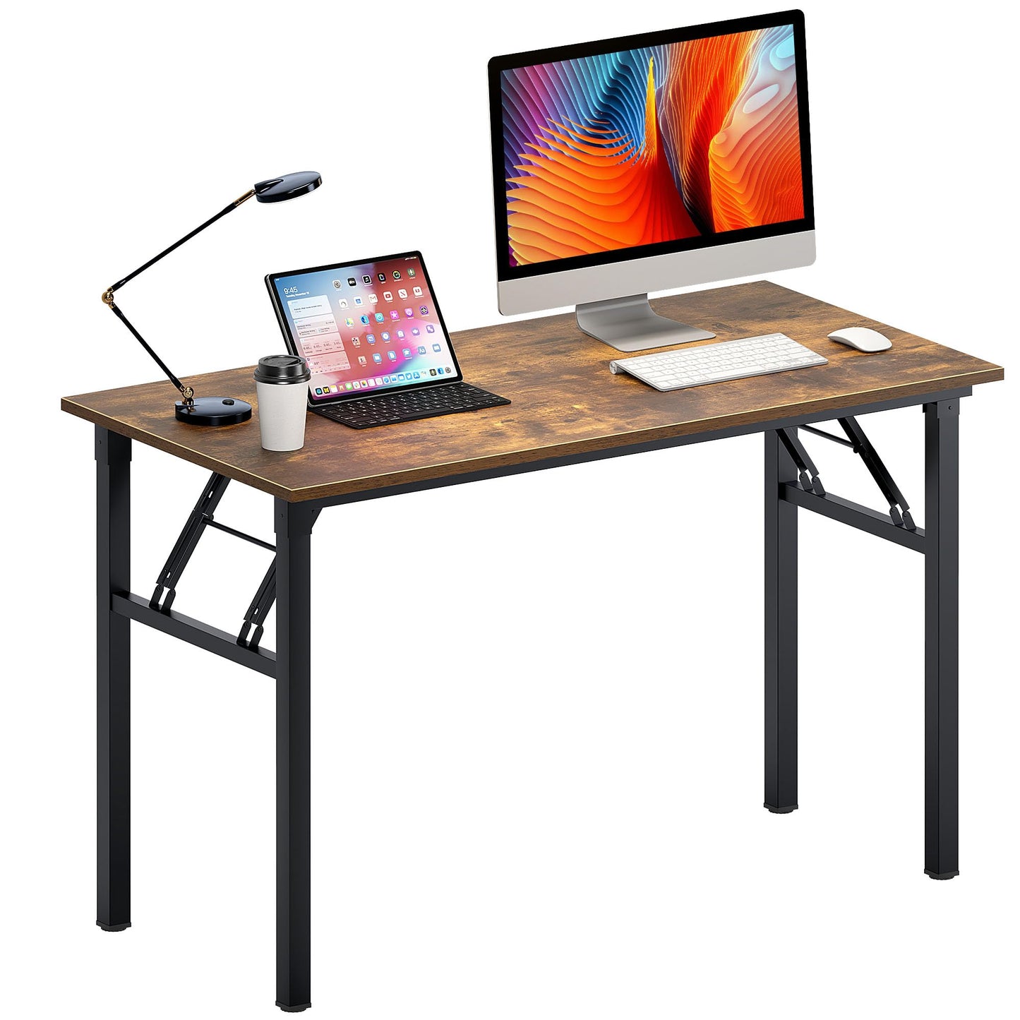 Need Office Computer Desk - 47.2L Sturdy and Heavy Duty Folding Laptop Table,Writing Table/Home Office Desk/Sewing Table,No Assembly Required,Rustic Brown AC5FB(120 * 60)