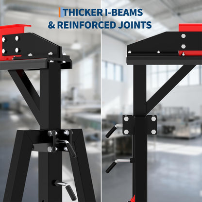 Adjustable Gantry Crane with Manual Trolley, Hook and Sling Strap, 2 Ton 4400 LBS Capacity, Portable Gantry Crane Height Adjustable 97" to 141" with 12 Positions, for Factories, Warehouses, Constructi