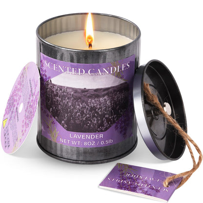 Scented Candles for Home, 8oz Soy Candle, 50H Burn, Lavender Aromatherapy, White Candle in Gift Box, Perfect for Birthday, Mother's Day, Christmas