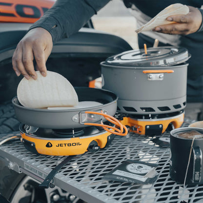 Jetboil Genesis Basecamp Camping and Overlanding Stove Cooking System with Camping Cookware Orange