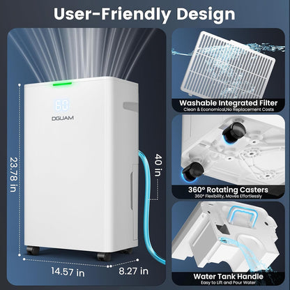 Regine Switzerland 4500 Sq. Ft Dehumidifier - 80 Pint/Day, Smart Humidity Control, Energy Efficient & Quiet