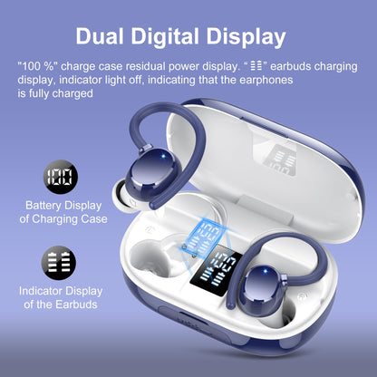 hadbleng Ear Buds Wireless Earbuds Bluetooth Headphones with 128H Playtime LED Digital Display Charging Case, Over-Ear Hook with Mic, Stereo Sound, IPX7 Waterproof Earphones for Workout/Running