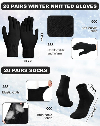 Silicherry 100 Pcs Homeless Care Package Supplies Bulk Emergency Blankets Winter Beanies Hats Scarf Gloves Socks Set