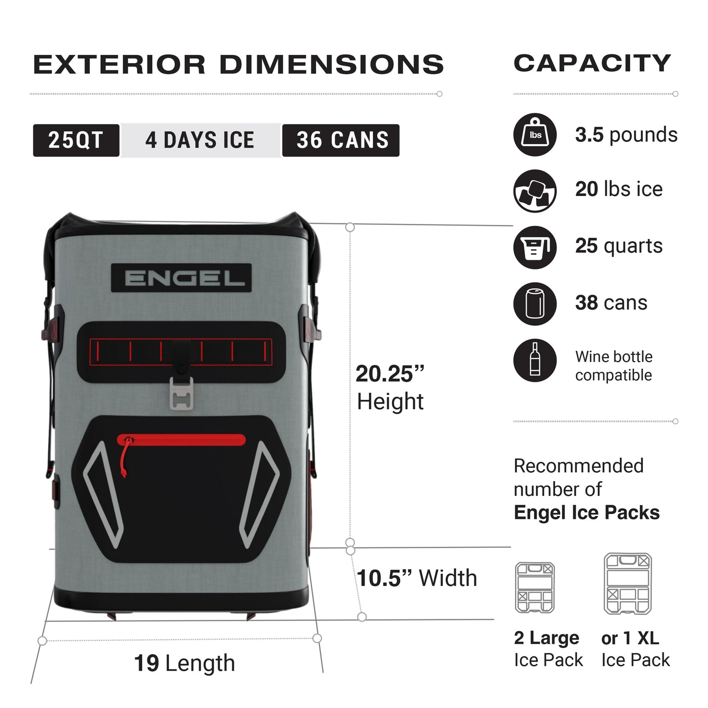 Engel BP25-GSF 25 Quart Roll-Top High Performance Backpack Cooler Dark Gray/Seafoam
