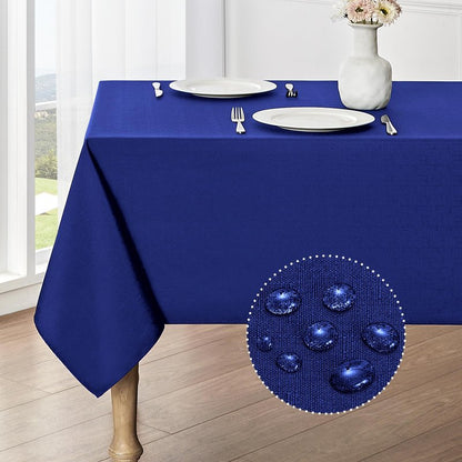 Veblandy 2 Pack Rectangle Tablecloth, 52x70 inch, Water Resistant Wrinkle Free Linen Textured Table Cloth Washable, Decorative Fabric Table Cover for Dining, Party and Camping, Royal Blue