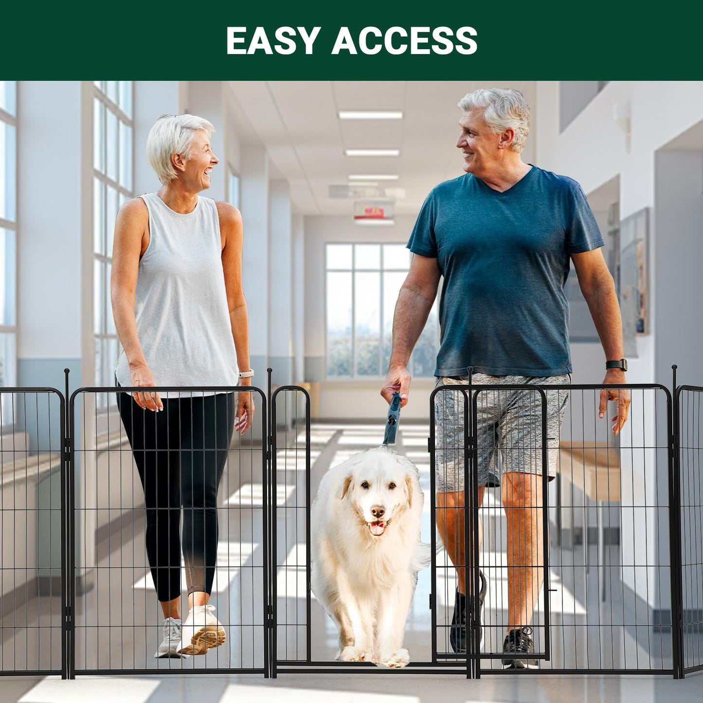 IDEALHOUSE Dog Playpen – 40" h 16-Panel Heavy Duty Metal Pet Exercise Pen for Indoor/Outdoor Use, Wide Door with Low Threshold, Portable Puppy Enclosure for RV, Camping, Garden, Yard