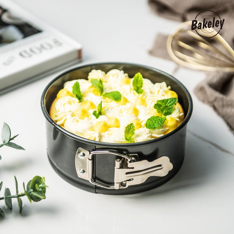 Bakeley Springform Pan 6.5" Nonstick Cheesecake Pan with Removable Bottom Round Baking Cake Pie Mold for Oven 6.5" x 6.5" Black