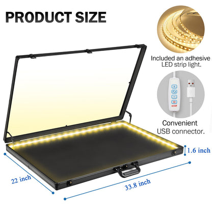 DuvinDD Card Display Case with LED Light for Trading Card, 34 x 22 inch Aluminum Large Portable Card Show Display Case, Lockable Trade Show Display Cases for Pokemon Cards, Coin, Collectibles, Silver