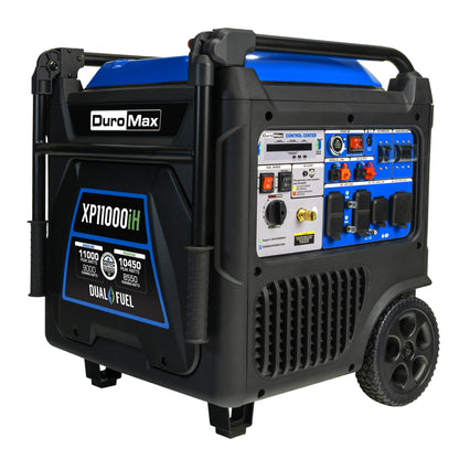 DuroMax XP11000iH 11,000-Watt Dual Fuel Portable Digital Inverter Generator - Gas & Propane, Remote Electric Start, Transfer Switch Ready, RV & Emergency Ready