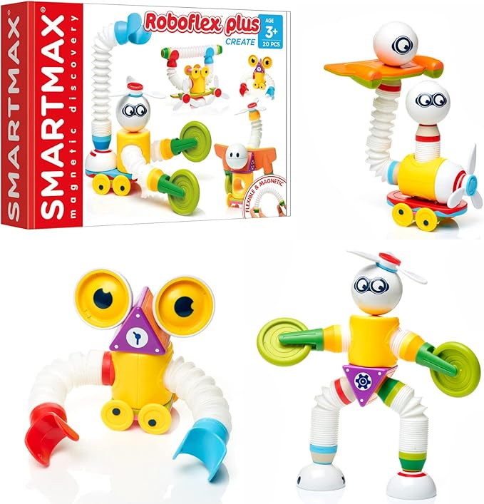 SmartMax Roboflex Plus – Magnetic STEM Building Set with Flexible Bars for Creative Robot and Engineering Play for Ages 3+