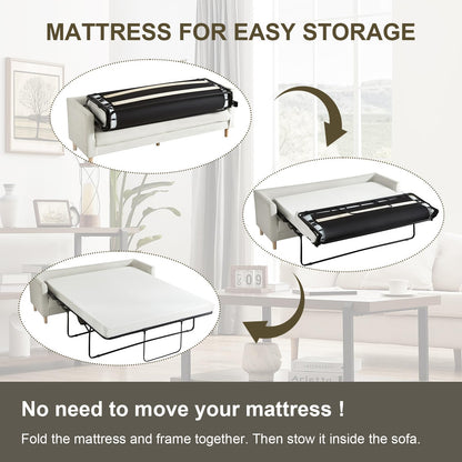 Kawcono 4 inch Queen Sofa Mattress with Removable Washable Cover,Replace Pull Out Queen Sleeper Sofa Mattress for RVs,Daybeds,Boats&Guest Rooms,58x72x4 inch