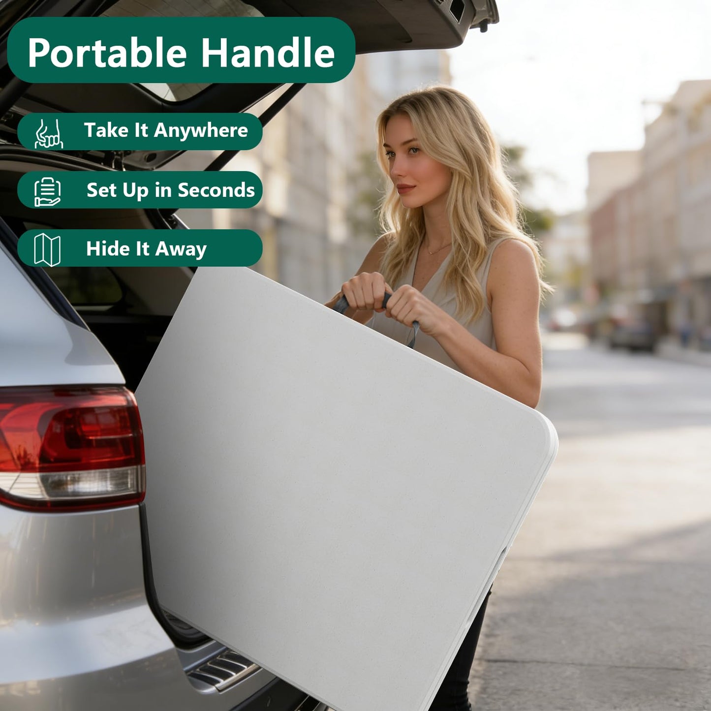 MAKE CHANGES 2 Pack 6ft Folding Table, Foldable Picnic Table Portable Table for Indoor Outdoor Use Heavy Duty Plastic Table Camping Table with Carry Handle for Party, BBQ, White