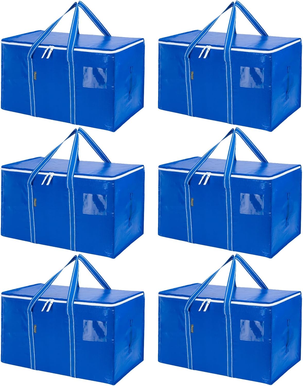 BALEINE Oversized Moving Bags - Heavy-Duty Storage Totes with Reinforced Handles | 6-Pack in Royal Blue