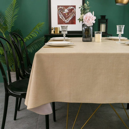 Pioggia Vinyl Tablecloth with Flannel Backing Rectangle Waterproof Oil-Proof Plastic Table Cloth Wipeable PVC Table Cover for Indoor and Outdoor (Beige, 60 x 102 Inch)
