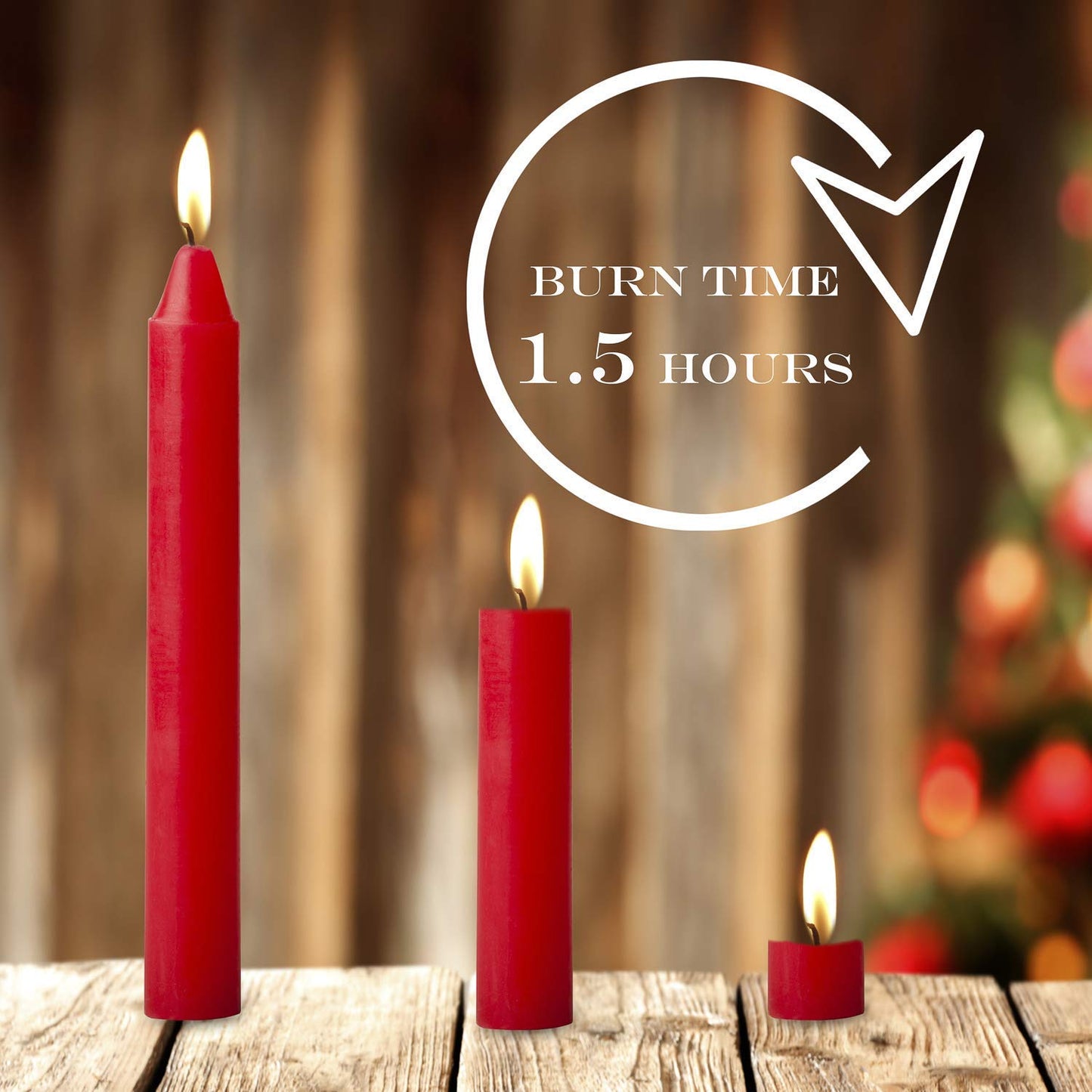100 pcs Bulk Red Candles for Christmas Tree - Chime Decorations - Christmas Pyramids Carousel - 4 inch X 1/2 inch Diameter - 1.5 Hour Burn Time.Unscented