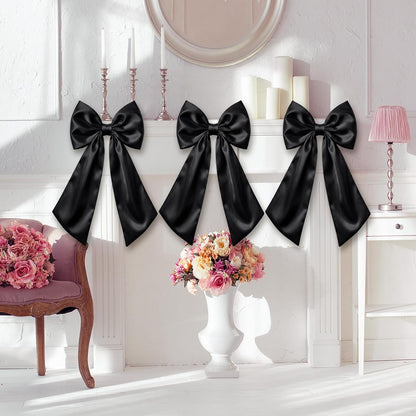Suncalla Large Satin Bow Decorations - 3 Pcs 2 FT for Weddings, Parties & Home Decor | Black