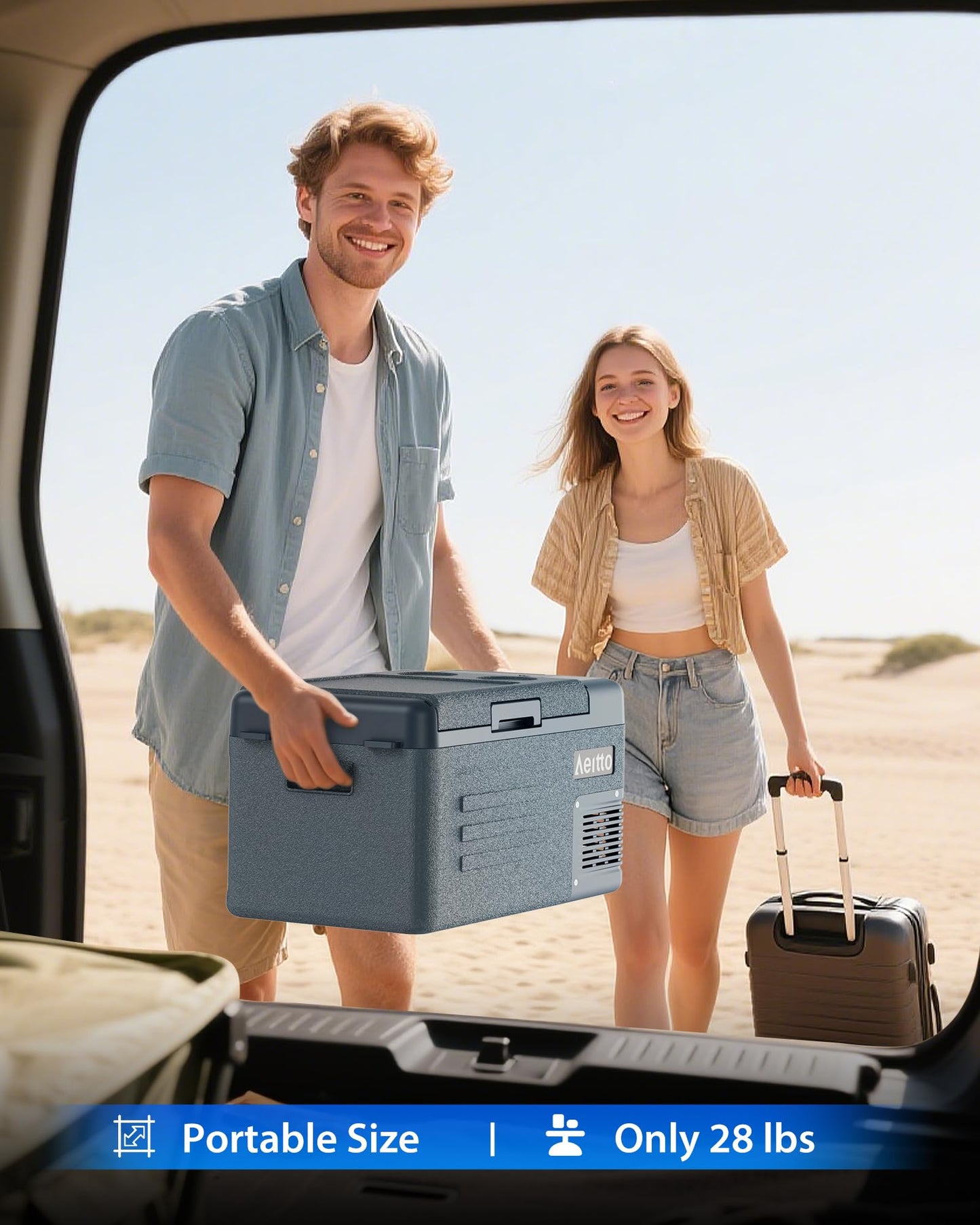 Aeitto 12 Volt Car Refrigerator 30Quart Car Fridge Freezer Electric Cooler Portable Cooler 12V Fridge RV Refrigerator -4℉-68℉ Temp Control 12/24V DC & 100-240V AC for Travel, Camping, RV, Road