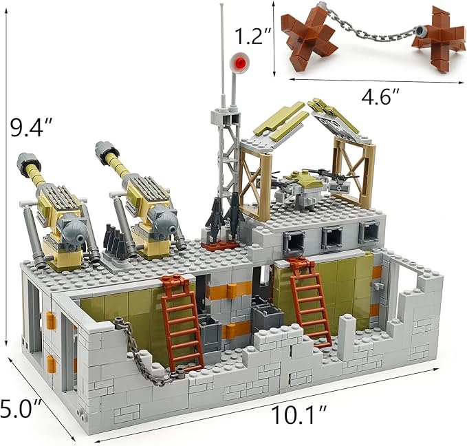Military Base Building Block Toy Set 600+ Pieces Battlefield Playset with Air Defence Gun Drone Weapon Pack Accessories MOC Brick for Military Enthusiasm