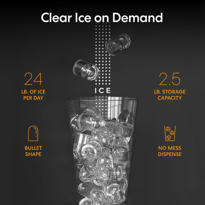Brio ICE 420 Water Cooler Dispenser for 5 Gallon Bottle with Ice Maker, Bottom Load | UV Self Cleaning Technology, Night Light, Child Safety Lock & 2X Fast Dispense | NSF Certified - Black & Stainless