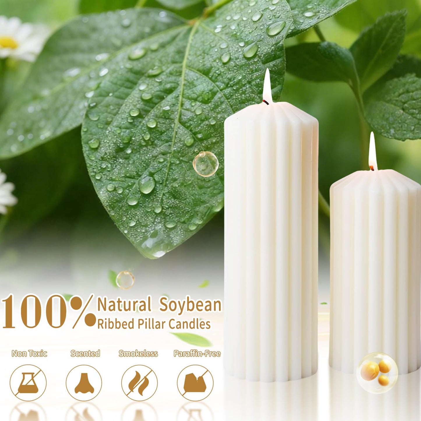 Citronella Candles for Patio, Set of 3 Ribbed Sage Green Pillar Candles for Summer Outdoor,Soy Wax Modern Boho Home Decor Pillars,Aesthetic Candle Gift Set for Garden and Indoor Use