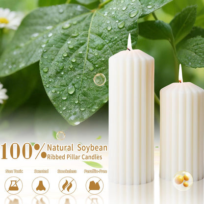 Citronella Candles for Patio, Set of 3 Ribbed Sage Green Pillar Candles for Summer Outdoor,Soy Wax Modern Boho Home Decor Pillars,Aesthetic Candle Gift Set for Garden and Indoor Use