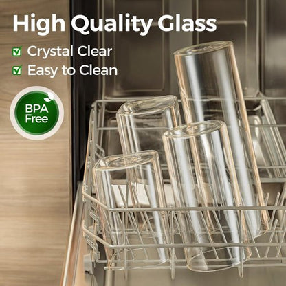 ComSaf Glass Storage Containers - 1.2 Qt Clear Food Jars with Lids | Set of 4 Square Canisters for Pantry