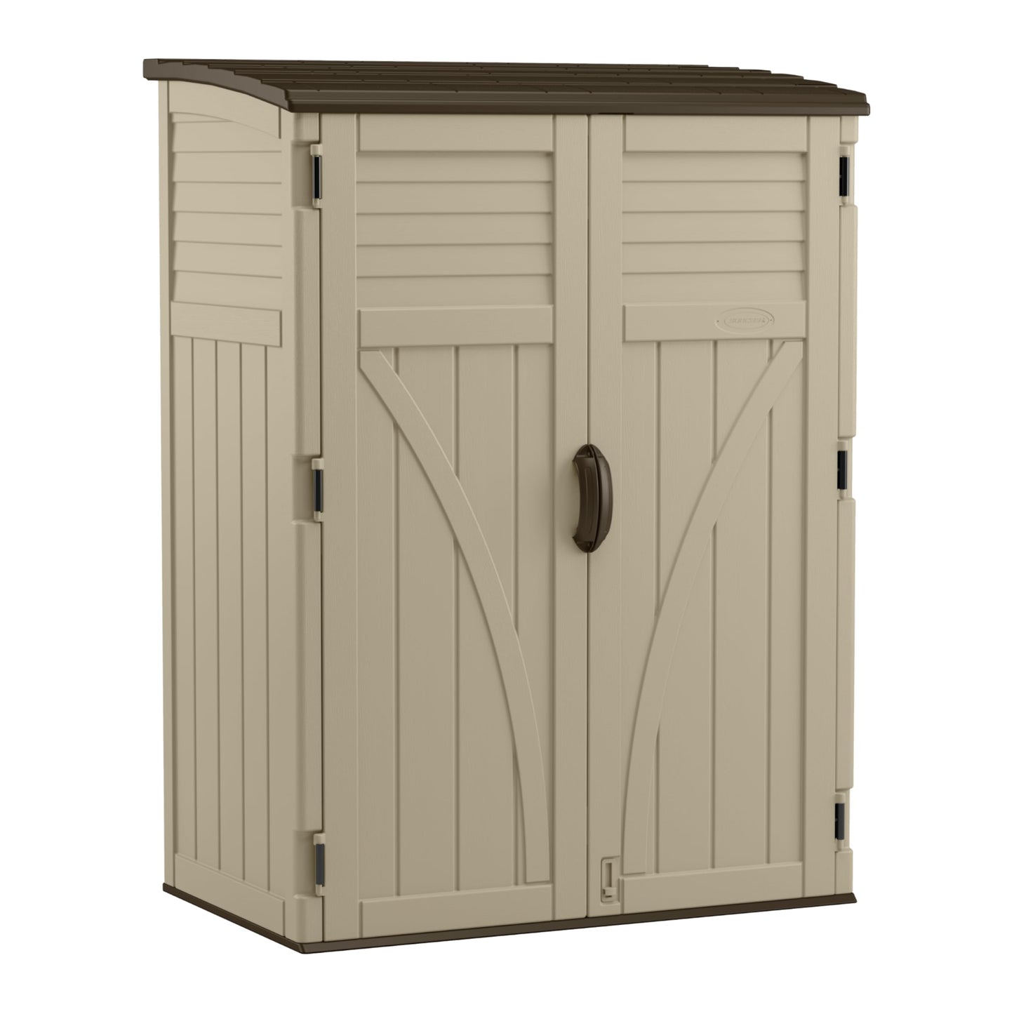 Suncast Outdoor Storage Shed, Water Resistant Resin Vertical Outdoor Storage Cabinet for Patio, Garden Tools, Cushions, & Equipment, Weatherproof Multi-Wall Design, 54 cu. ft., Made in USA