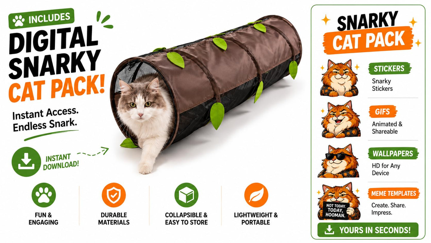 Snarky Pets Square Cat Tunnel & Cube Mega Bundle – Modular Indoor Cat Playground with 4 Tunnels & 4 Cubes