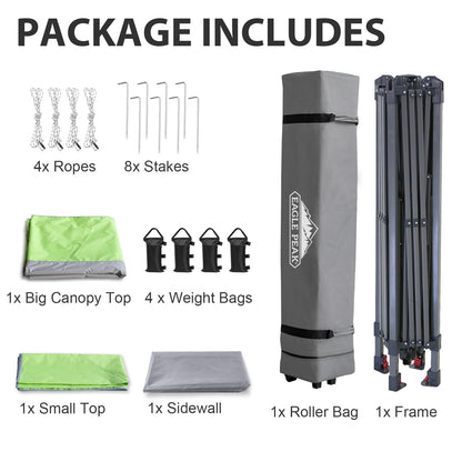 EAGLE PEAK 13x13 Pop up Canopy Tent w/One Wall, Instant Canopy Easy Set up Folding Shelter w/One Privacy Curtain, 169 Square Feet Sun Shade, Gray