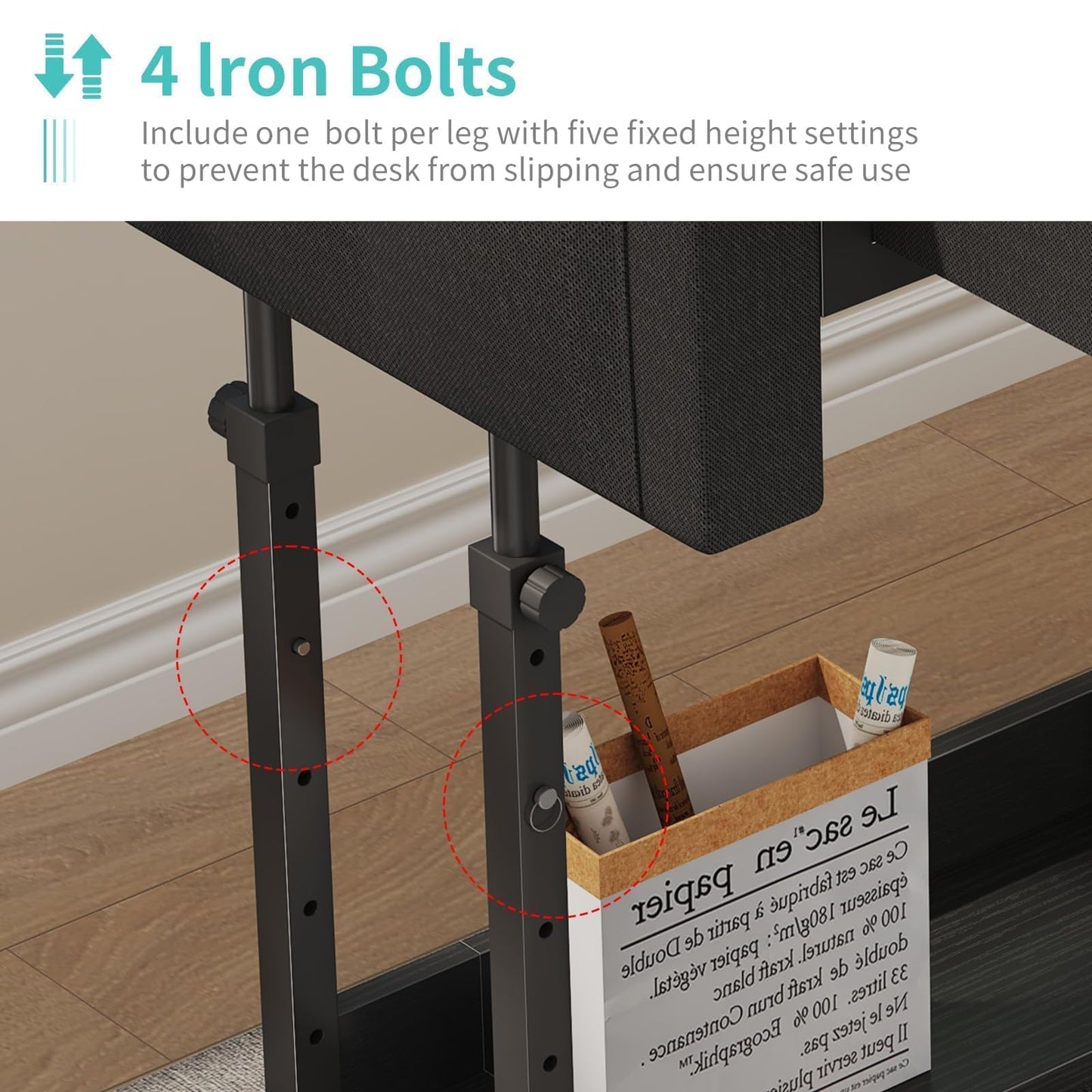 Rolling Standing Desk Adjustable Height with Drawers, 40 Inch Mobile Stand Up Portable Teacher Desks on Wheels for Classroom, Couch Sofa Side Laptop Table with Storage for Bedroom Home Office, Black