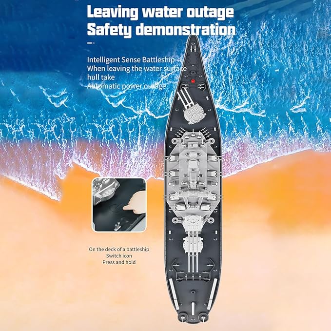 GoolRC Remote Control Warship RC Military Battleship 1:390 Scale Remote Control Boat for Lakes and Rivers 2.4GHz RC Armed Cruiser Boat Model with Low Battery Alarm for Adults