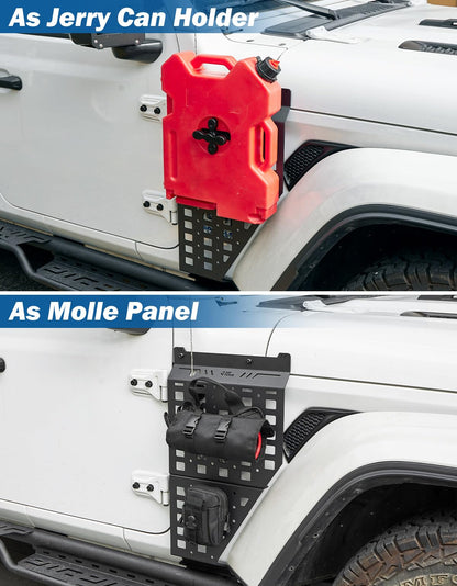 JOYTUTUS Passenger Side Jerry Can Holder Mount Compaitble with 2018-2026 Wrangler JL Gladiator JT, Door Outside Molle Panel with Tray for JLU