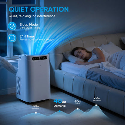 12000 BTU Portable Air Conditioners for Room Cooling up to 500 Sq. Ft, 3-IN-1 Quiet Portable AC Unit with Dehumidifier Fan, Remote Control, Smart Sleep Mode, 24H Timer, Windows Kit Included
