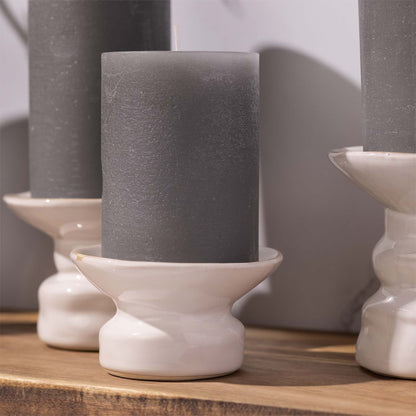 BASK Mottled Unscented Cool Grey Pillar Candles Set of 3 - Dripless Large Smokeless Pillar Candles for All Occasions