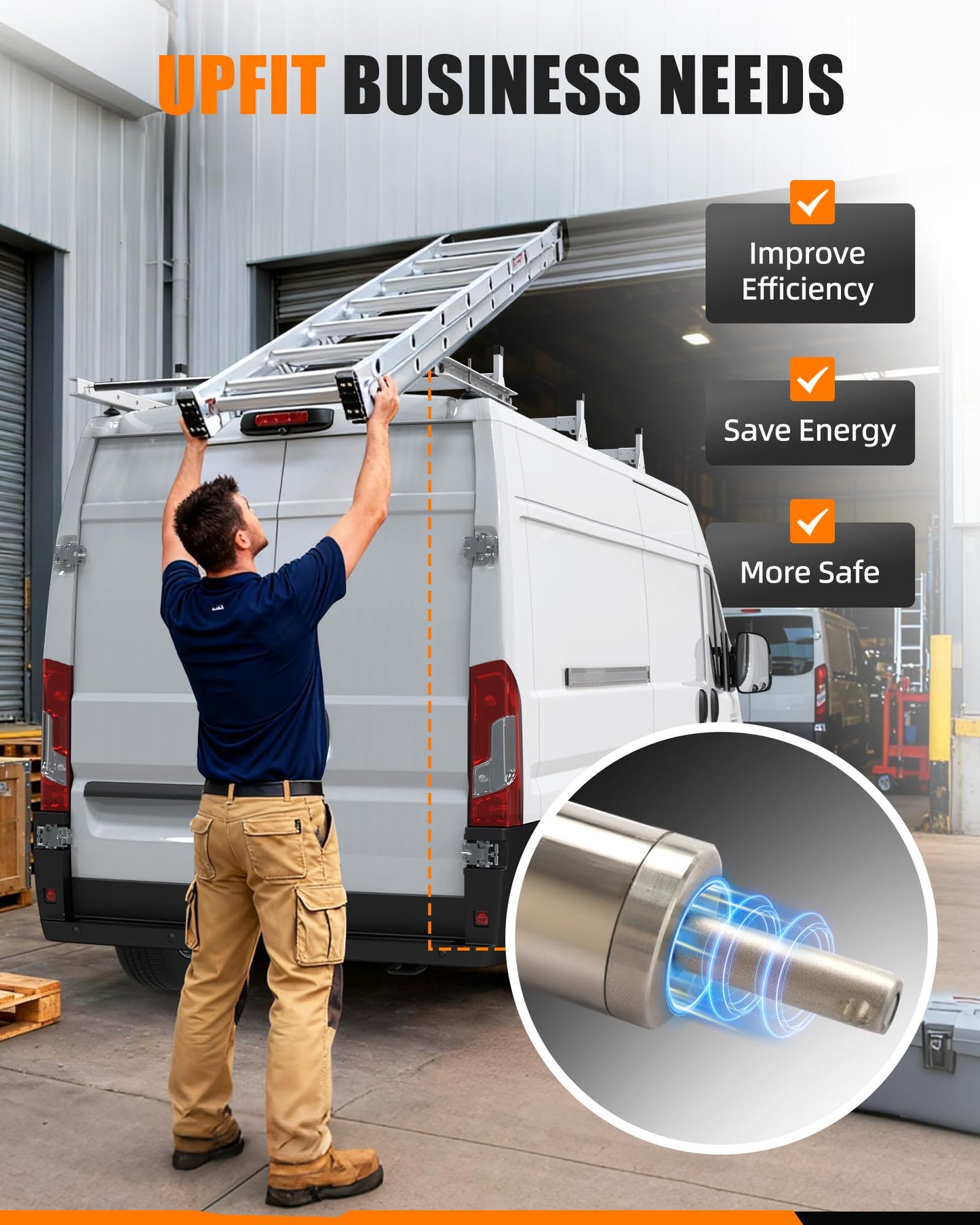 MELIPRON Van Roof Ladder Rack with Rear Roller Fits for 2013-2026 RAM ProMaster, Steel Cargo Van Rack with Anti-Rust Coating, Ideal for Transporting Ladders, Pipes