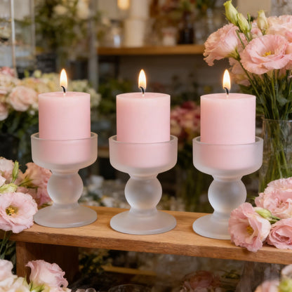 4-Pack Baby-Pink Pillar Candles 2 x 4 Inch – Unscented Dripless and Long Burning Candles, Good for Weddings, Parties, Dinner and Home Décor