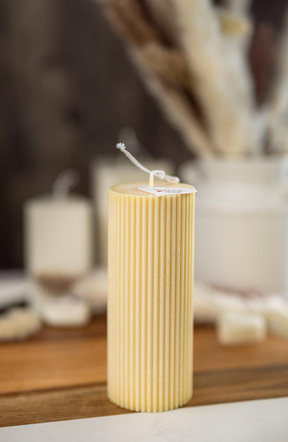 Large Ribbed Thick Pillar Candle/Scented/Birthday Gift/Wedding Decor/Soy Candle/Home Decor (Green)