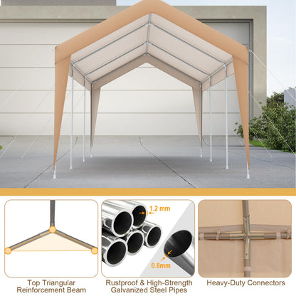 Tangkula 10x20 Ft Heavy-Duty Carport, Portable Garage Tent Carport with Galvanized Steel Frame, All-Season Tarp, Outdoor Car Canopy Shelter for Car, Truck, SUV, Boat