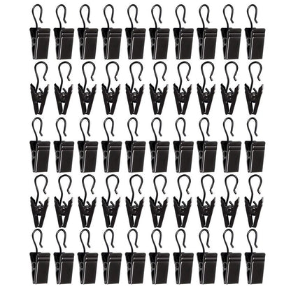 50 Pack Small Heavy-Duty Hook Clip Set Curtain Clips for Curtain Photos Home Decoration Art Craft Display Stand Hang Clip (Black)