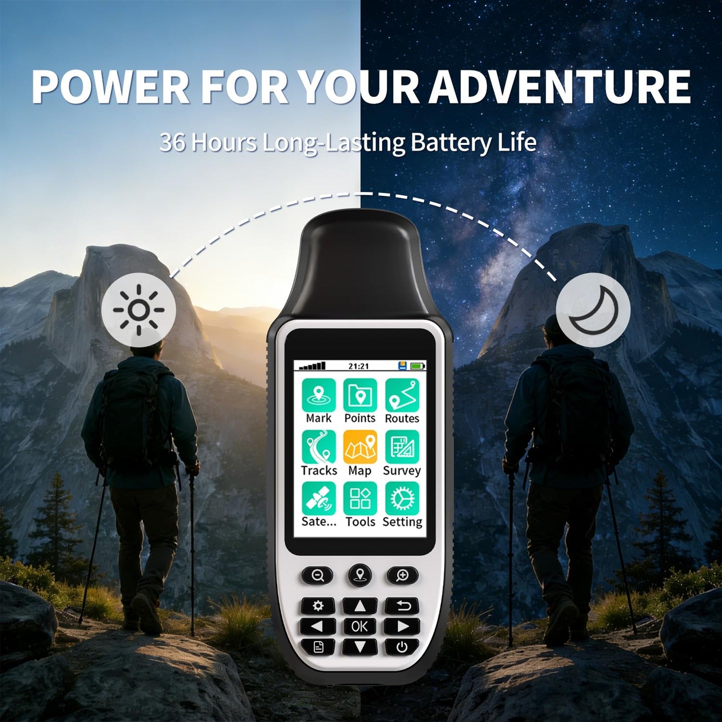 S190 Handheld GPS Navigator, Rugged Handheld GPS for Hiking with 3-Axis Compass, 3.2" Color Display, Handheld GPS with Preloaded USA Topo Maps, 64GB Memory and Extra Battery Life