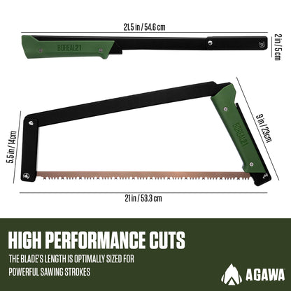 AGAWA - BOREAL21 Tripper Kit - Includes 21" Folding Saw, Nylon Carrying Case, 21" All-Purpose & 21" Aggressive Blade - For Camping, Hiking & Survival Gear (Black Frame/Green Handle)