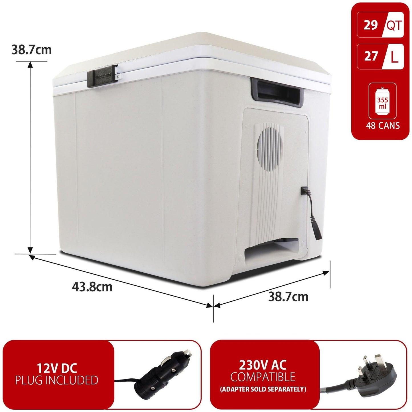 Koolatron 12V Iceless Cooler & Warmer – Portable 29 qt Electric Cooler/Nevera Portátil Eléctrica for Car Truck Camper Boat Hard Sided Mini Fridge for Camping Picnic Travel Lunch Food Drinks Office