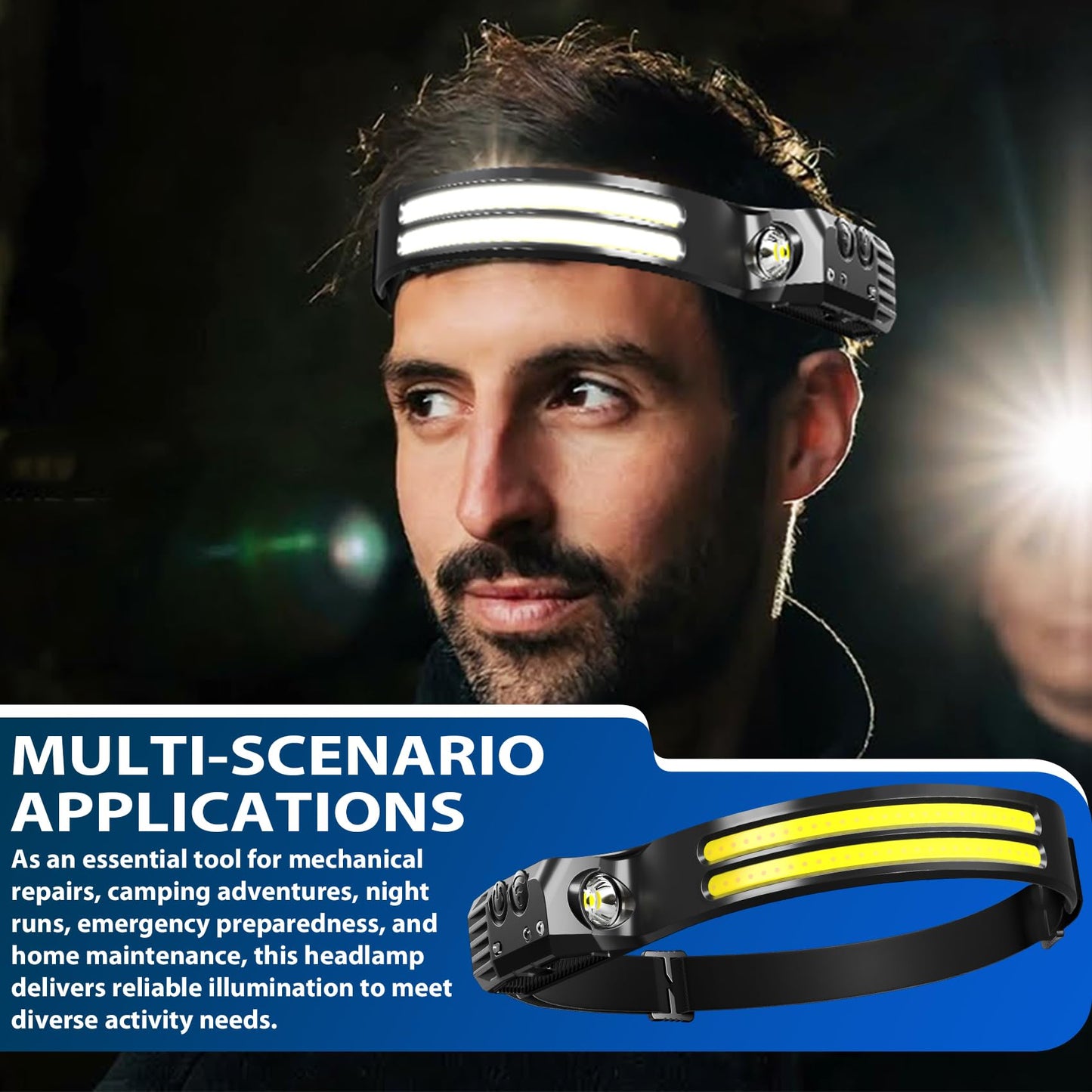 CCDobbs Rechargeable Headlamps 12 Pack, LED Headlight 230° Ultra Wide Beam, 6 Modes Waterproof Head Lamp, Hands-Free Forehead Light for Camping, Hiking, Running, Outdoor Gear