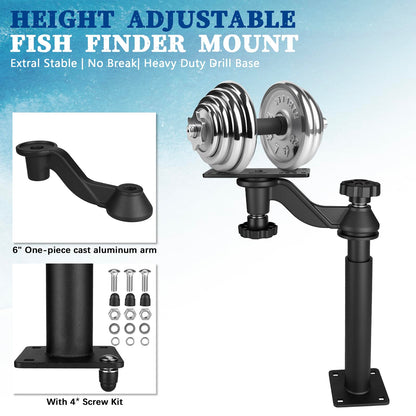 Velpaw 20.7” Adjustable Telescoping Fish Finder Mount for Boats,for 5"-12" Fishfinders & Chartplotters,Adjustable Height Range 15" to 20.7",Compatible with Lowrance, Garmin, Humminbird and More
