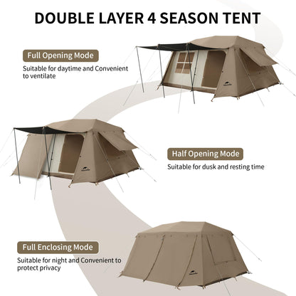 Naturehike Village Instant Tent, 4 Person 8 Person Camping Tent with Full Rainfly, Waterproof Large Cabin Tents for Car Camping