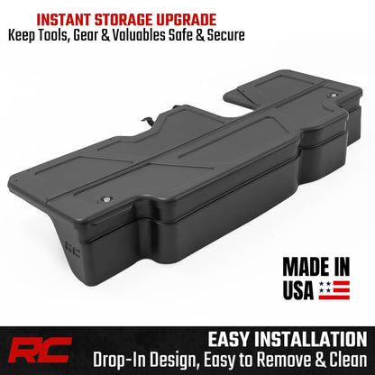 Rough Country Under Seat Storage for Ram 1500 Crew Cab (2019-2026) - Custom Rear Under Seat Organizer Tray with Lockable Lid